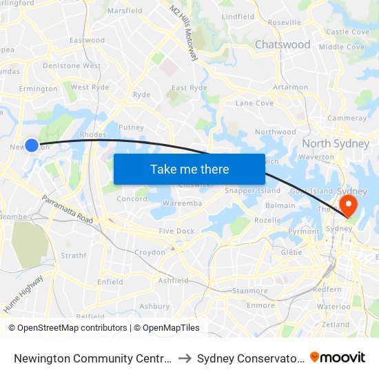 Newington Community Centre, Avenue of Europe to Sydney Conservatorium of Music map