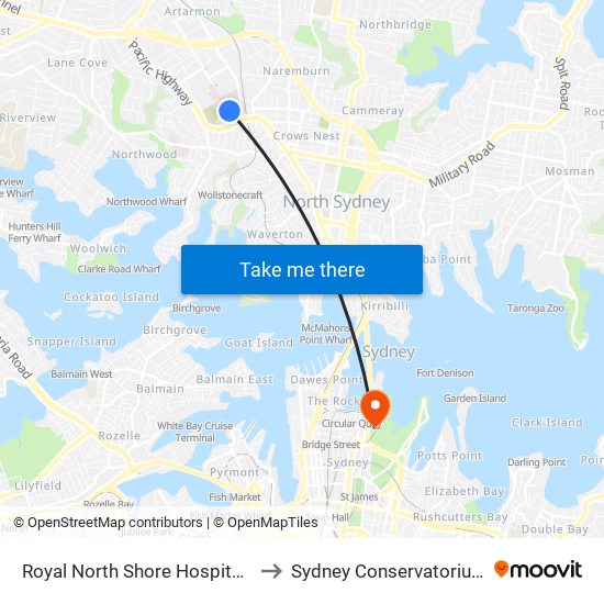Royal North Shore Hospital, Reserve Rd to Sydney Conservatorium of Music map