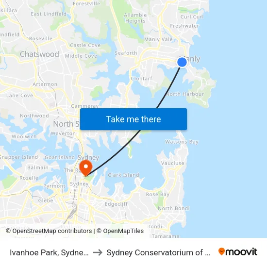 Ivanhoe Park, Sydney Rd to Sydney Conservatorium of Music map