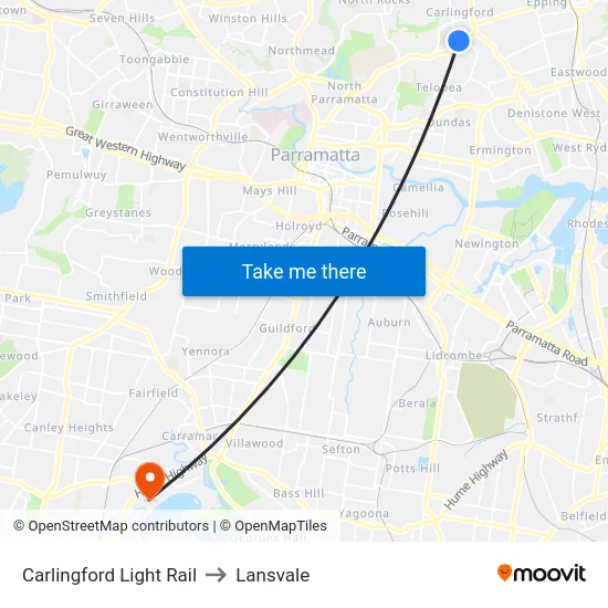 Carlingford Light Rail to Lansvale map