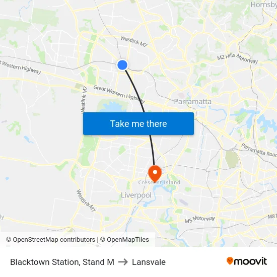 Blacktown Station, Stand M to Lansvale map