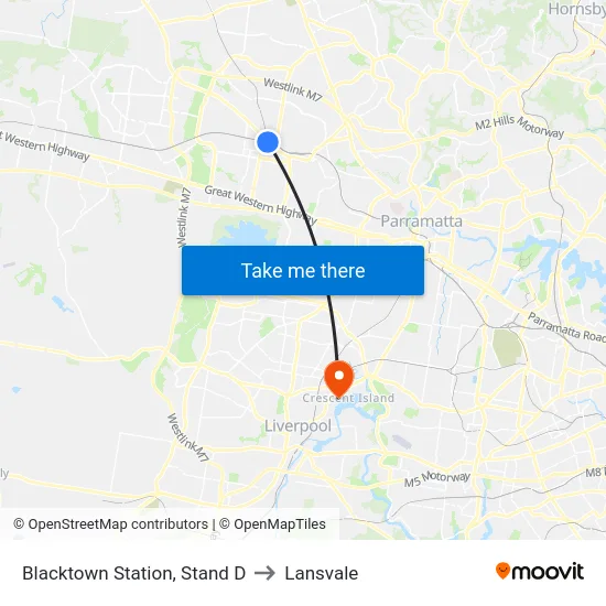 Blacktown Station, Stand D to Lansvale map