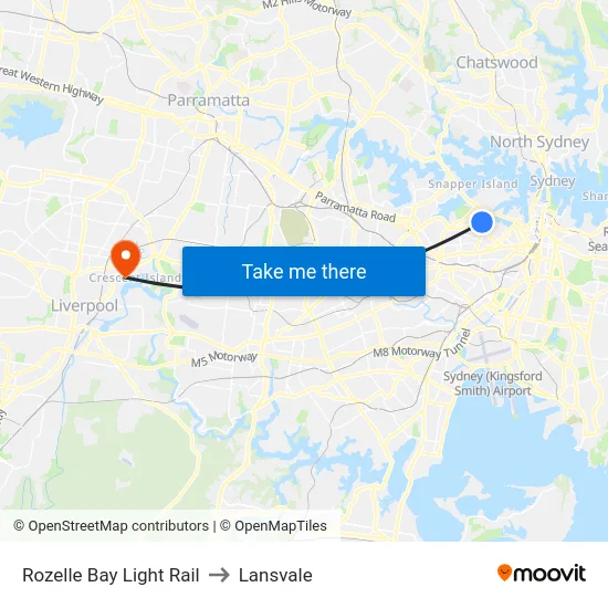 Rozelle Bay Light Rail to Lansvale map