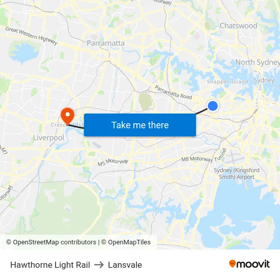 Hawthorne Light Rail to Lansvale map