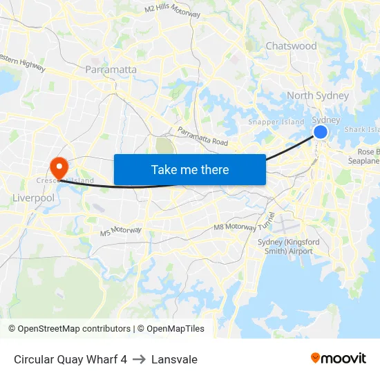 Circular Quay Wharf 4 to Lansvale map