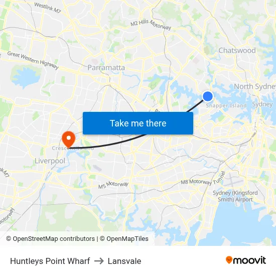 Huntleys Point Wharf to Lansvale map