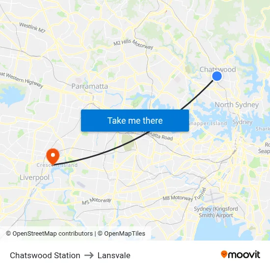 Chatswood Station to Lansvale map