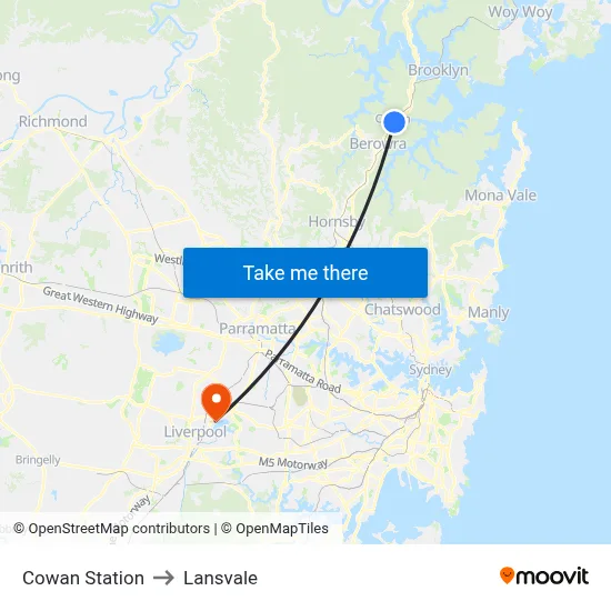 Cowan Station to Lansvale map