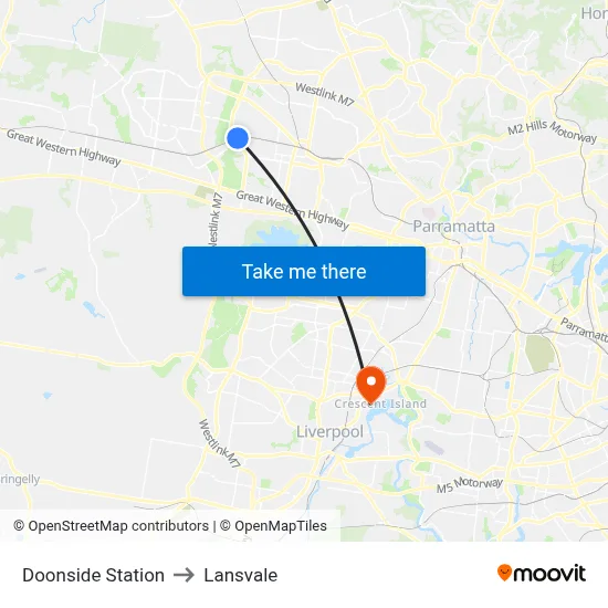 Doonside Station to Lansvale map