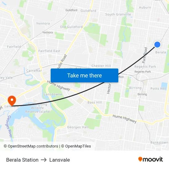 Berala Station to Lansvale map