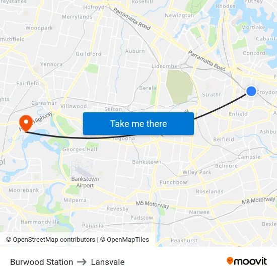 Burwood Station to Lansvale map