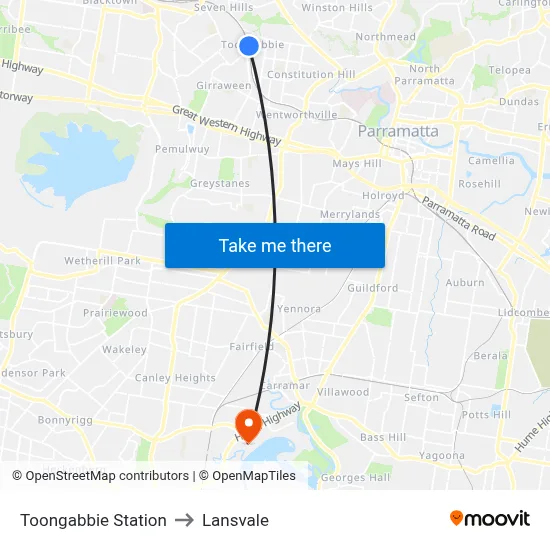 Toongabbie Station to Lansvale map