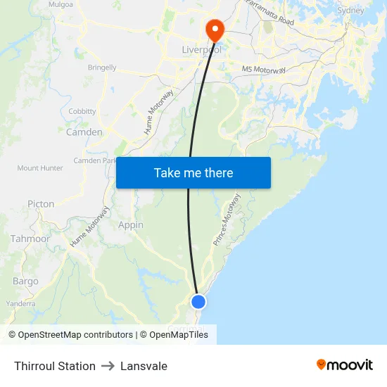 Thirroul Station to Lansvale map