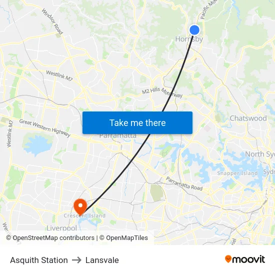 Asquith Station to Lansvale map