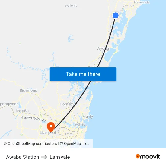 Awaba Station to Lansvale map