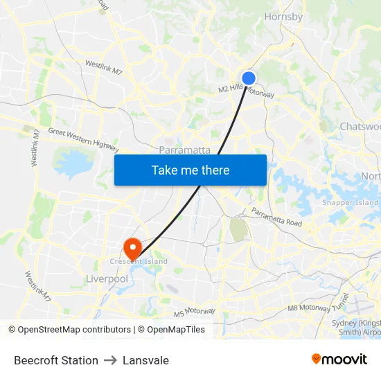 Beecroft Station to Lansvale map