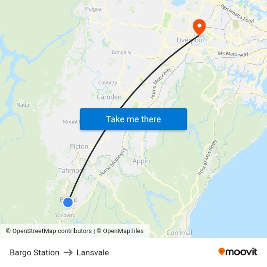 Bargo Station to Lansvale map