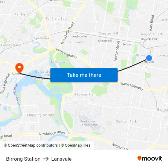 Birrong Station to Lansvale map
