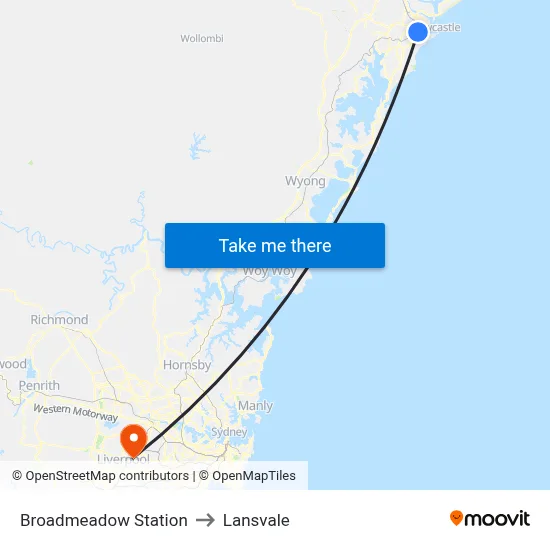 Broadmeadow Station to Lansvale map