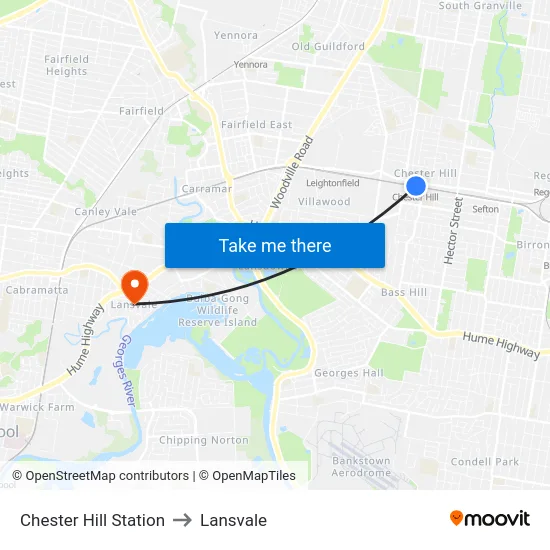 Chester Hill Station to Lansvale map