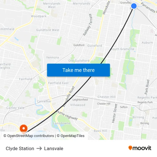 Clyde Station to Lansvale map