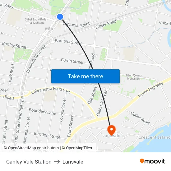 Canley Vale Station to Lansvale map