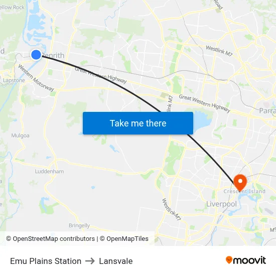 Emu Plains Station to Lansvale map