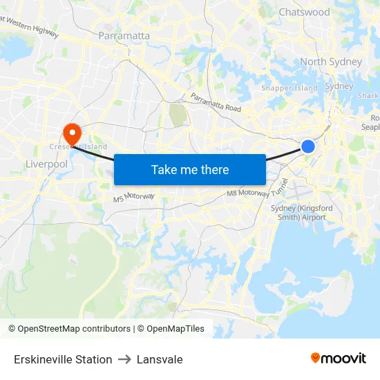 Erskineville Station to Lansvale map