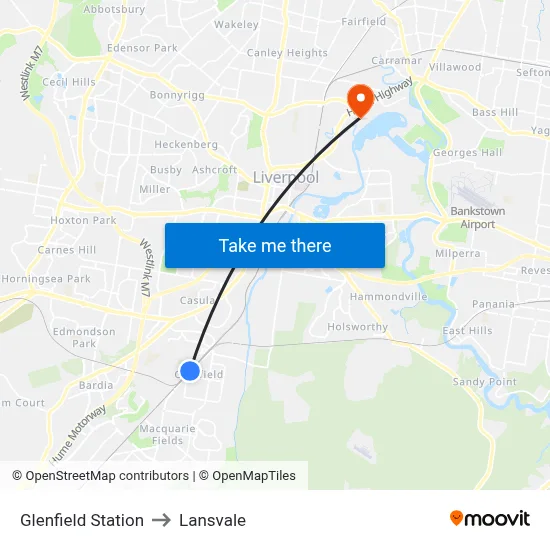 Glenfield Station to Lansvale map