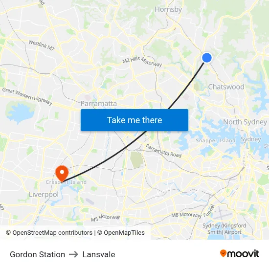 Gordon Station to Lansvale map