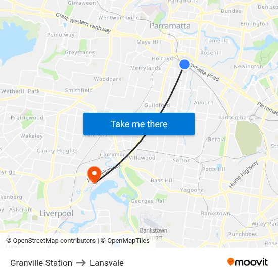 Granville Station to Lansvale map