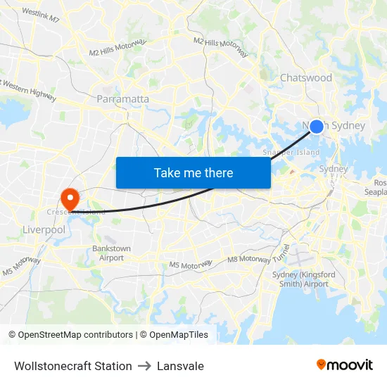 Wollstonecraft Station to Lansvale map