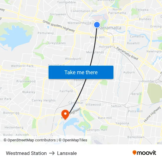 Westmead Station to Lansvale map