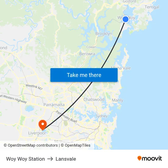 Woy Woy Station to Lansvale map