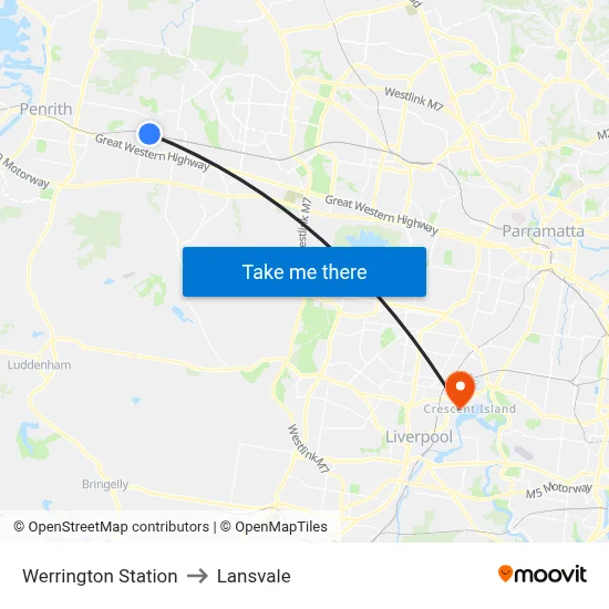 Werrington Station to Lansvale map