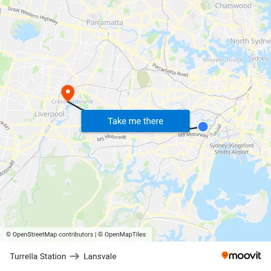 Turrella Station to Lansvale map