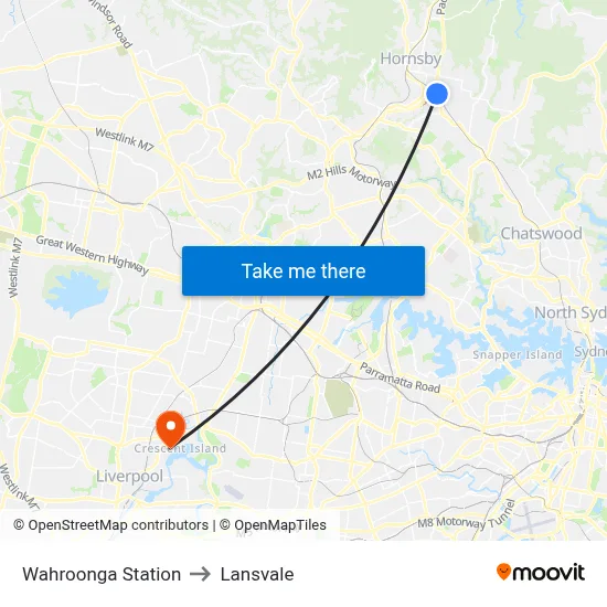 Wahroonga Station to Lansvale map