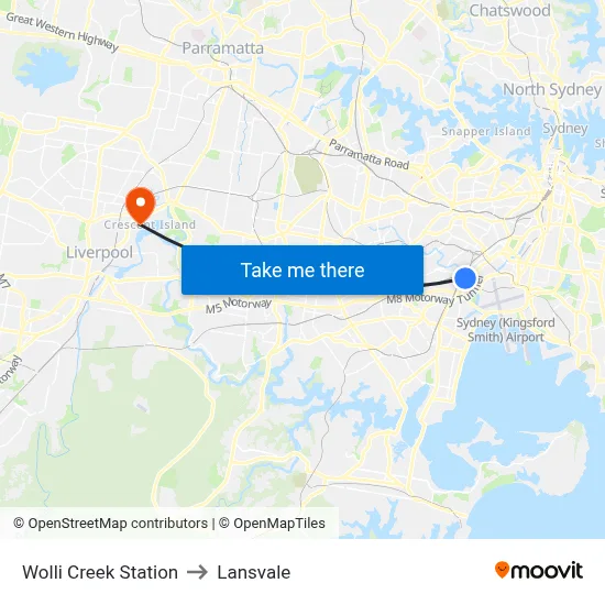 Wolli Creek Station to Lansvale map