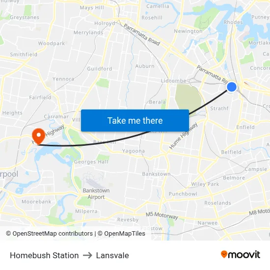 Homebush Station to Lansvale map