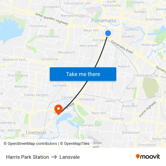 Harris Park Station to Lansvale map