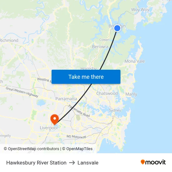 Hawkesbury River Station to Lansvale map