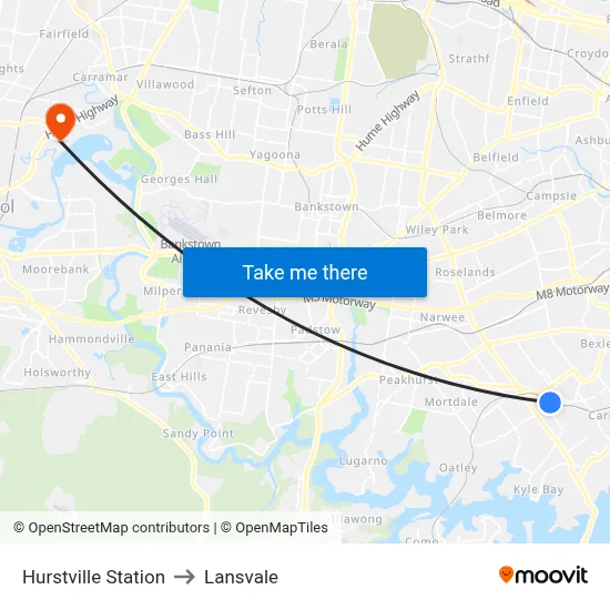 Hurstville Station to Lansvale map