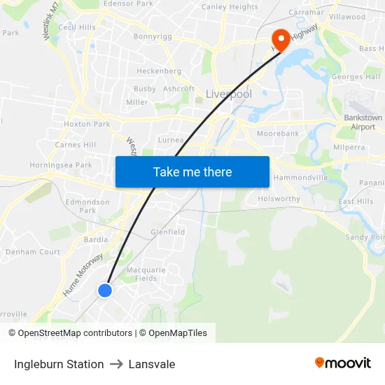 Ingleburn Station to Lansvale map