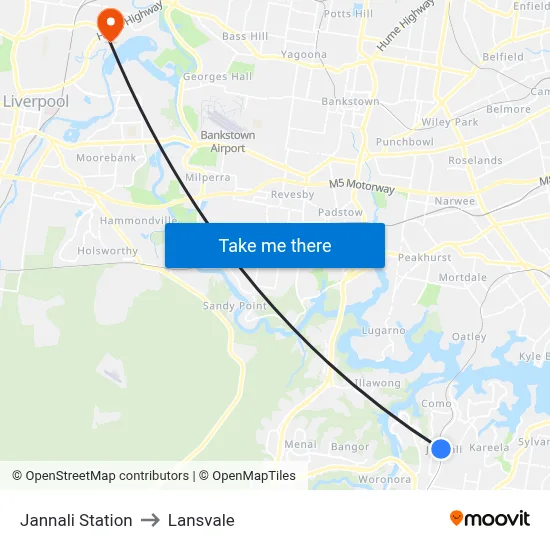 Jannali Station to Lansvale map