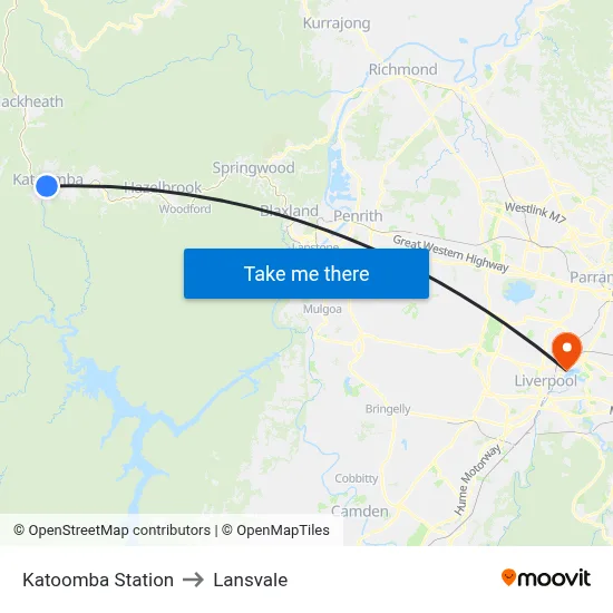 Katoomba Station to Lansvale map