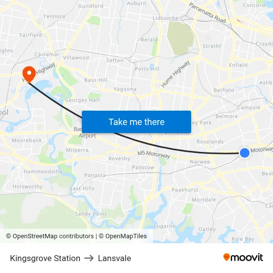 Kingsgrove Station to Lansvale map