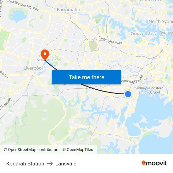 Kogarah Station to Lansvale map