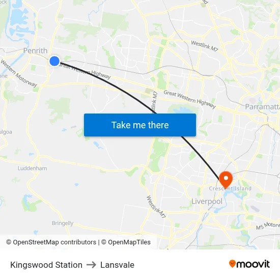 Kingswood Station to Lansvale map