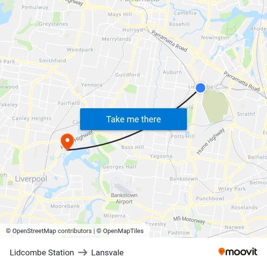 Lidcombe Station to Lansvale map