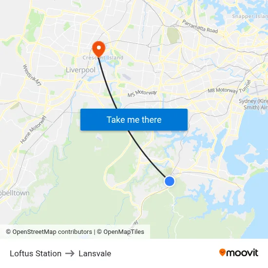 Loftus Station to Lansvale map